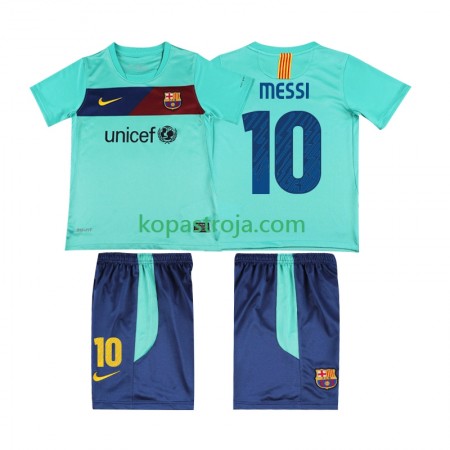 Billiga Fotbollströjor FC Barcelona Lionel Messi 10 2010 2011 Retro Barn Borta tröja Kortärmad